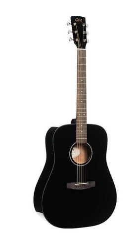 Cort E60WB BK Solid Top Dreadnought Guitar Black W/Bag