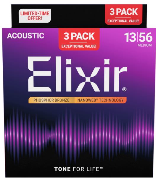 Elixir Acoustic String 13-56 PB 3 Pack