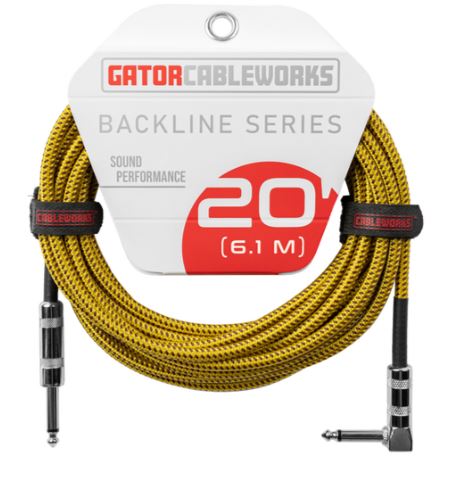 Cable Instrument Gator 20Ft RA Braided Brn/Yel