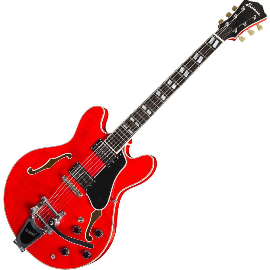 Eastman 335 Style Bigsby P90 Style Pickups Red with case