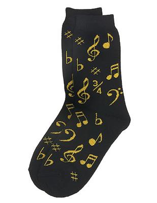 WOMENS SOCKS NOTES GOLD