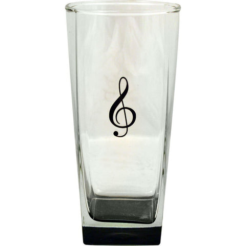 Glass G Clef W/ Black Tint Tall Sq 16 Oz