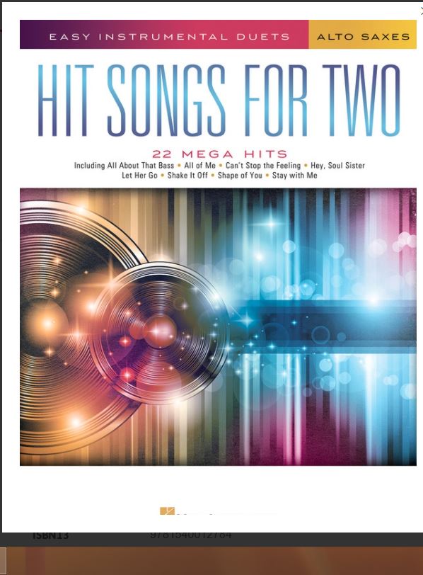HIT SONGS FOR TWO ALTO SAXOPHONES
