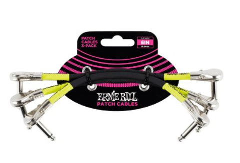 Ernie Ball 6In Pancake Patch Cable 3-Pack Black