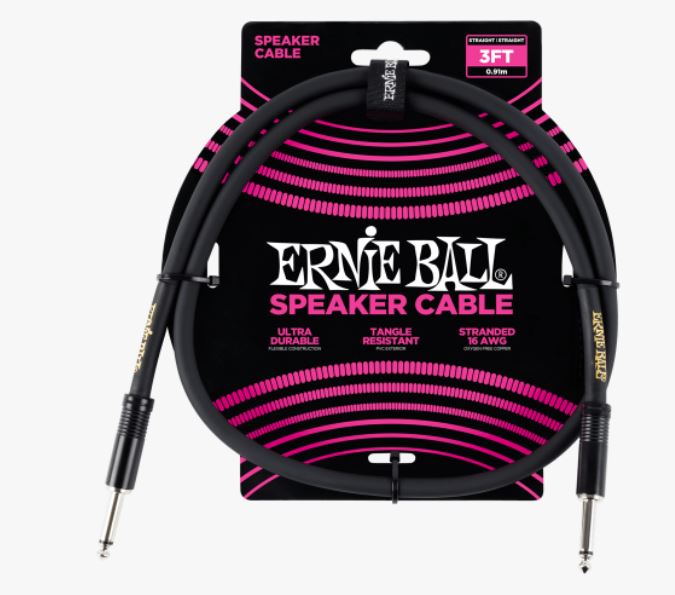 Ernie Ball 3Ft STR/STR Speaker Cable - Black