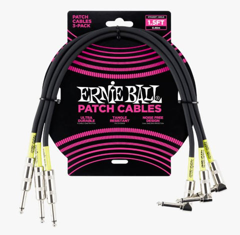Ernie Ball 1.5ft STR/ANG 3 Pack - Black