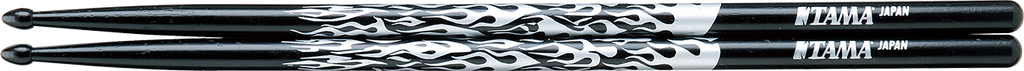 5A Wood Tip Drumsticks Silver Flame Black