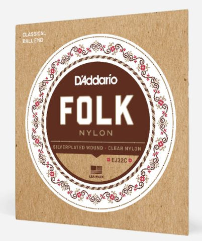 Daddario EJ32C Nylon Ball End Guitar String Set - Clear