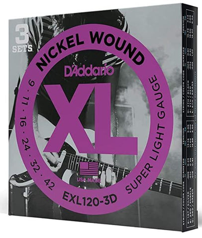 Daddario EXL120-ed (3Pack) Electric GTR String Set N/W 09/42