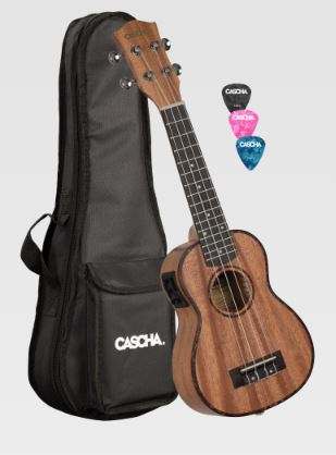 Cascha Premium Mahogany Soprano W/Electrics Ukulele Set