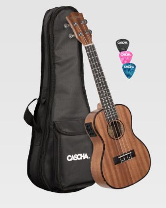 Cascha All Mahogany Concert Ukulele W/Electrics