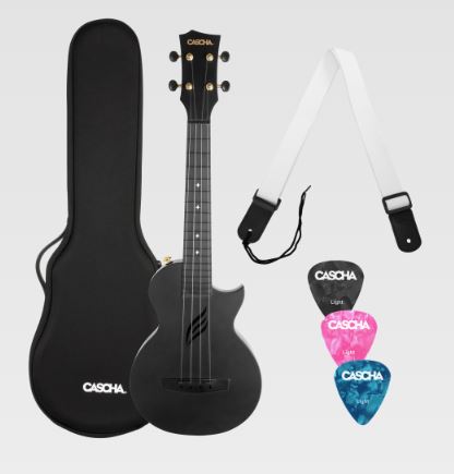 Cascha Carbon Fibre Ukulele Set - Black