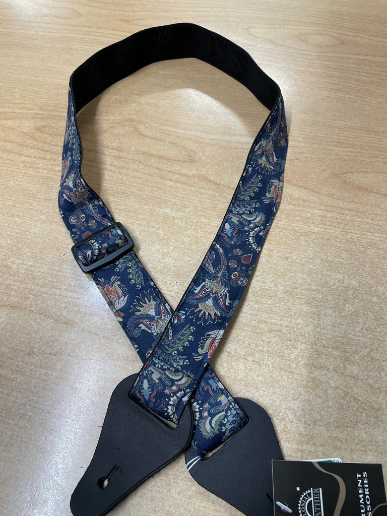 Colonial Leather Ukulele Jacquard Strap - Blue Paisley