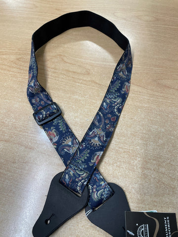 Colonial Leather Ukulele Jacquard Strap - Blue Paisley