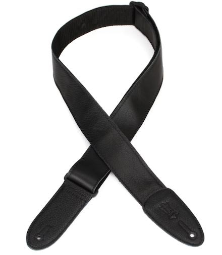 Levy's 2 Black Guitar Strap Garment Leather