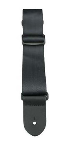 2" BLK Seatbelt W/LTHR Ends Guitar Strap