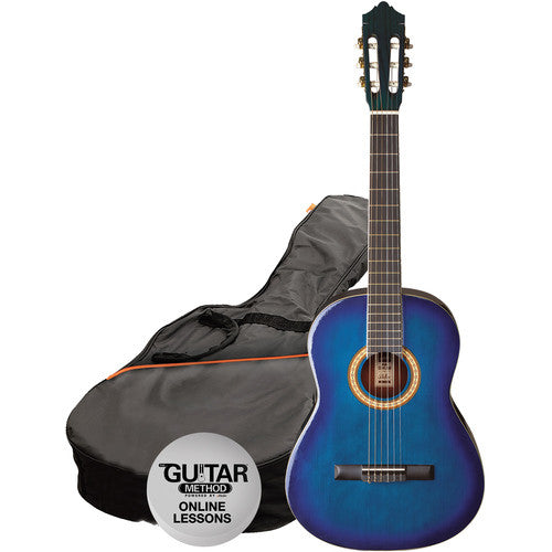 Ashton Spcg34Tbb 3/4 Size Classical Gtr Pack Trans Blue