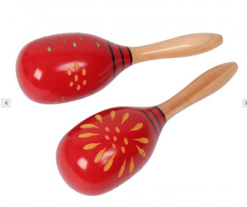 WOOD MARACAS-OVAL-26CM RED