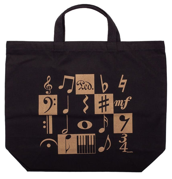 XL Tote Music Motif Gold