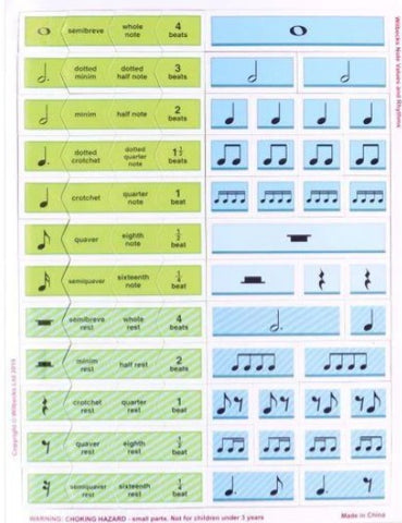 Easy Notes Match-up Magnets Note Values/Rhythms
