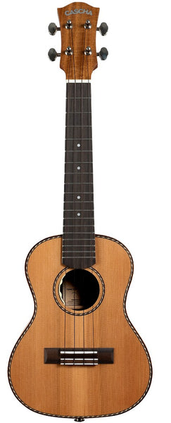 Cascha Travel Concert Ukulele Solid Cedar top W/EQ and Bag