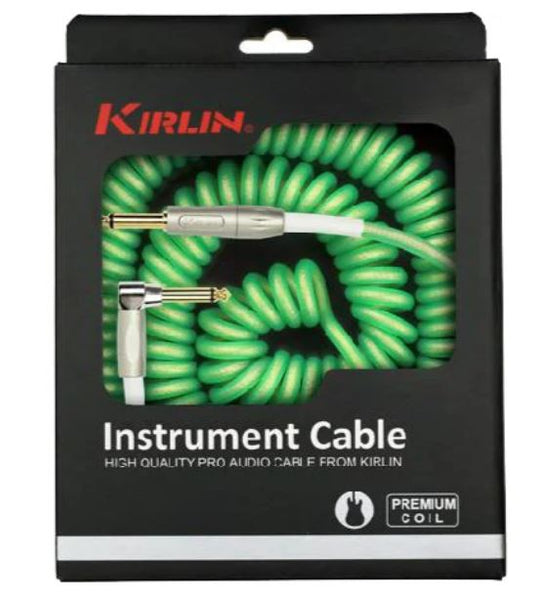 Kirlin 10m Coiled Instrument Cable Green
