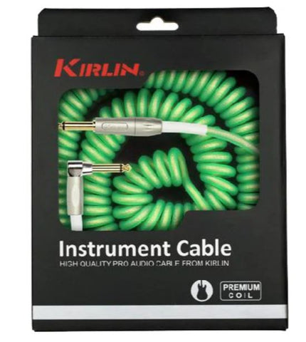 Kirlin 10m Coiled Instrument Cable Green
