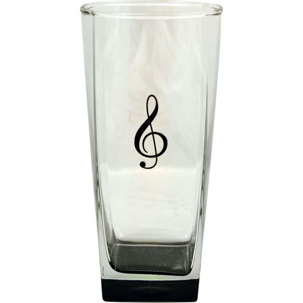 Glass G Clef W/ Black Tint Tall Sq 16 Oz