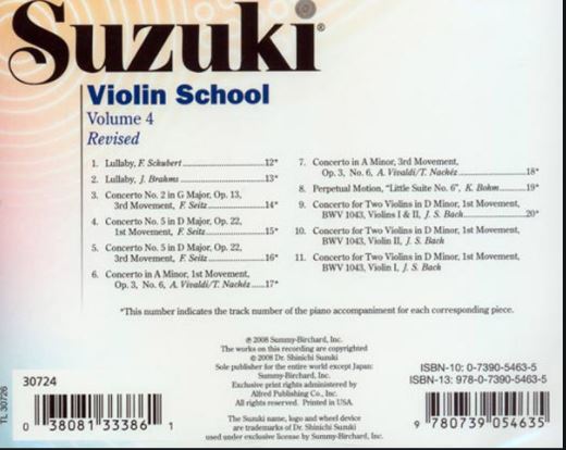 Suzuki Violin School Vol 4  CD New Ed