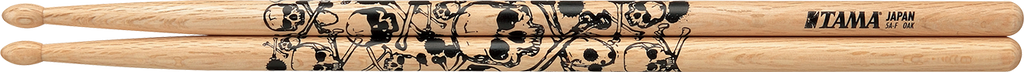 5A Wood Tip Drumsticks Japanese Oak Skull Print