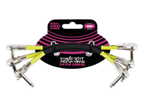 Ernie Ball 6In Pancake Patch Cable 3-Pack Black