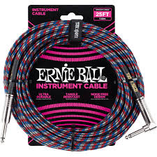 25FT STR/ANG Braided Cable BK/BL?RD/WT