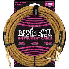 Ernie Ball 25FT STR/ANG Braided Cable Gold
