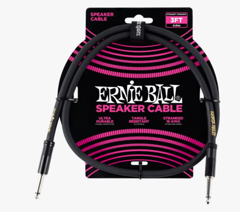 Ernie Ball 3Ft STR/STR Speaker Cable - Black