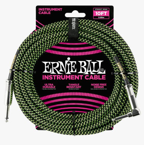 Ernie Ball 10' Braided St/AGL Black/Green