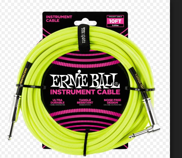 Ernie Ball 10' Braided St/Agl Neon Yellow