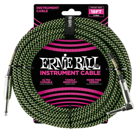 Ernie Ball 18" Braided ST/AGL - Black/Green