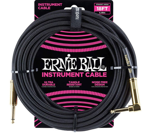 Ernie Ball 18' Braided ST/AGL - Black Gold Tips