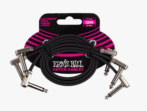 Ernie Ball 12IN Flat Ribbon Patch Cable 3-Pack