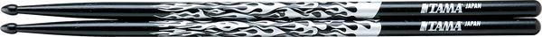 5A Wood Tip Drumsticks Silver Flame Black