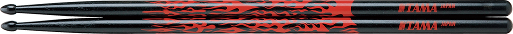 5A Wood Tip Drumsticks Red Flamed Black