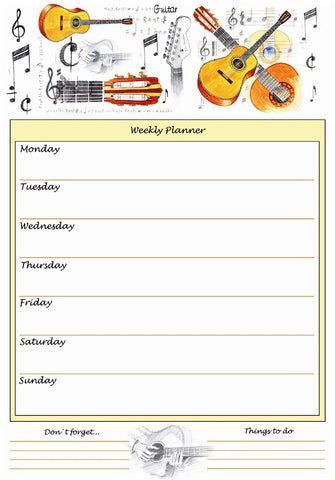 A4 Weekly Planner Guitar Design