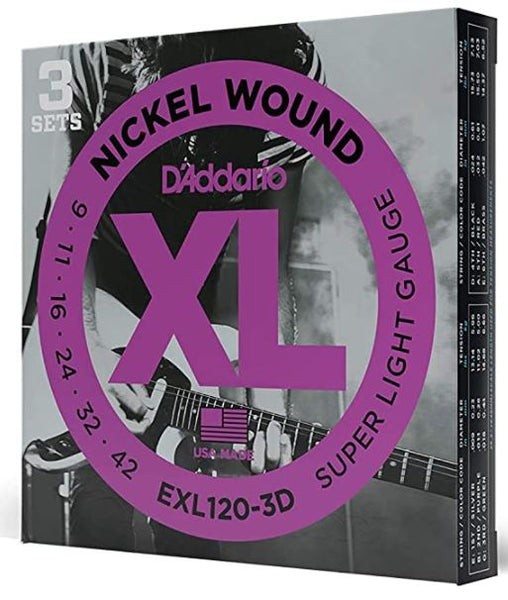 Daddario EXL120-ed (3Pack) Electric GTR String Set N/W 09/42