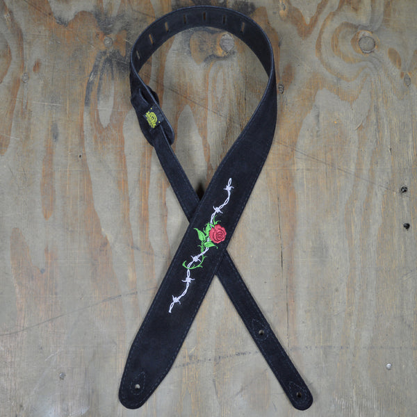 Guitar Strap-Suede - Rose & Barb Wire