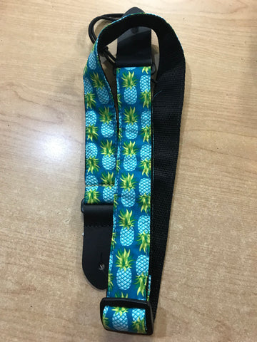 1.5" Fabric UKE Strap-Turquoise Pineapples