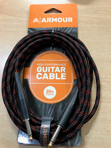 Armour 020 Ft Guitar Cable Woven Red Stripe