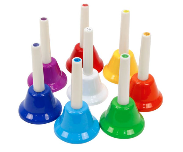 HANDBELLS SET OF 8 COLOURED