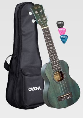 Cascha  Aquamarine Premium Mahogany Soprano Ukulele Set
