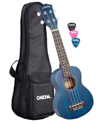 Cascha Blue Premium Mahogany Soprano Ukulele Set