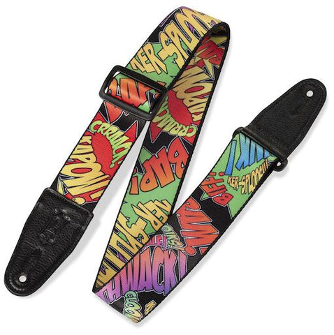 Levys Guitar Strap Comic Text Design
